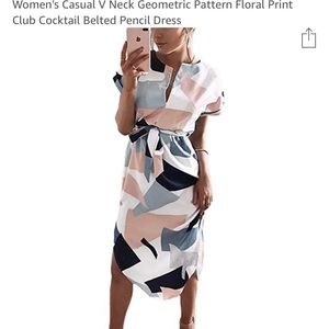 Dress with geometric pattern